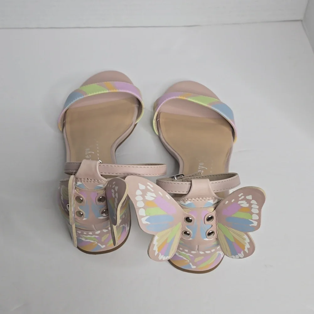 Copper Key Girls Majesty Leather Butterfly Print Wing Dress Sandals 3m